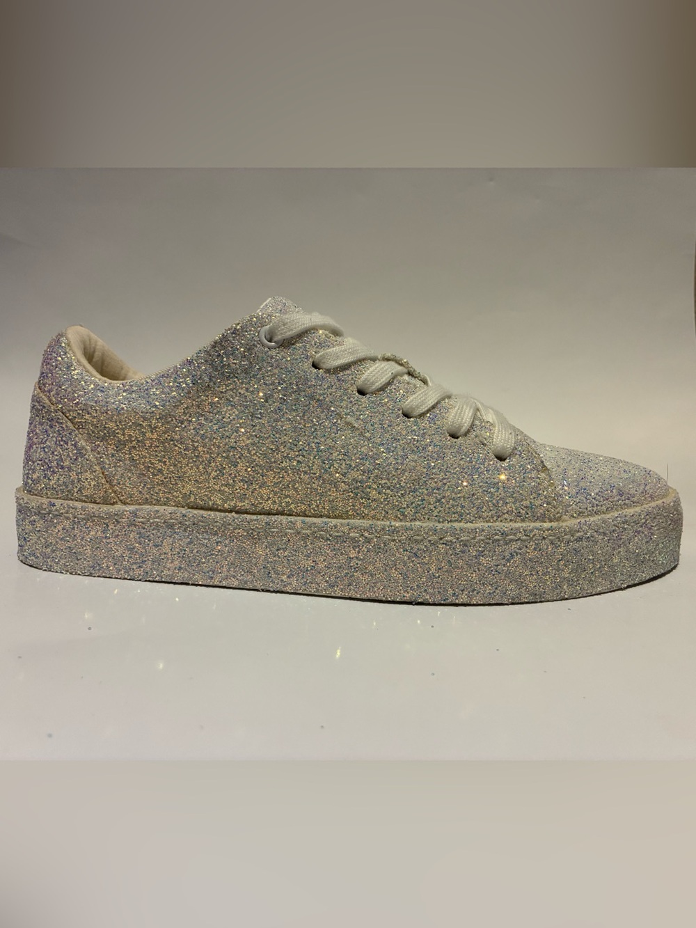 ALDO White Glitter Platform Sneakers – Low Top